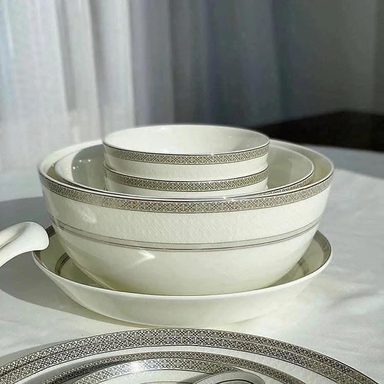 BỘ BÁT ĐĨA SỨ XƯƠNG IMPERIAL LONDON VIỀN BẠC 50 MÓN