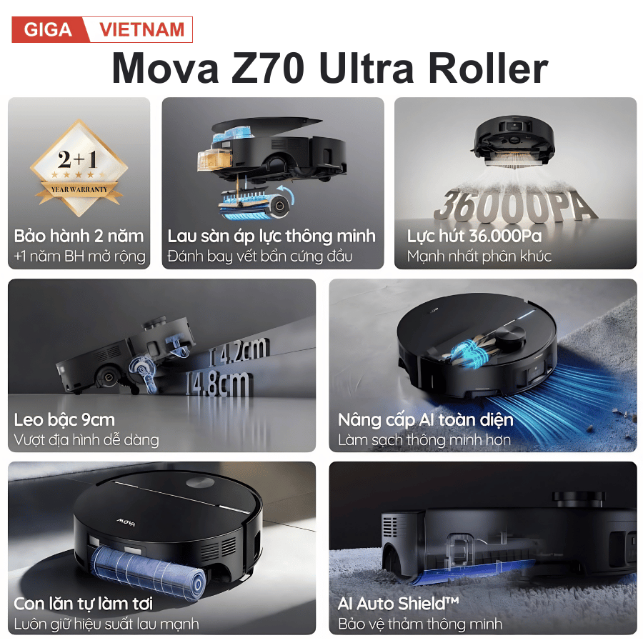 MOVA Z70 Ultra Roller - Robot Hút Bụi Lau Nhà 2026 tại Giga Việt Nam 02