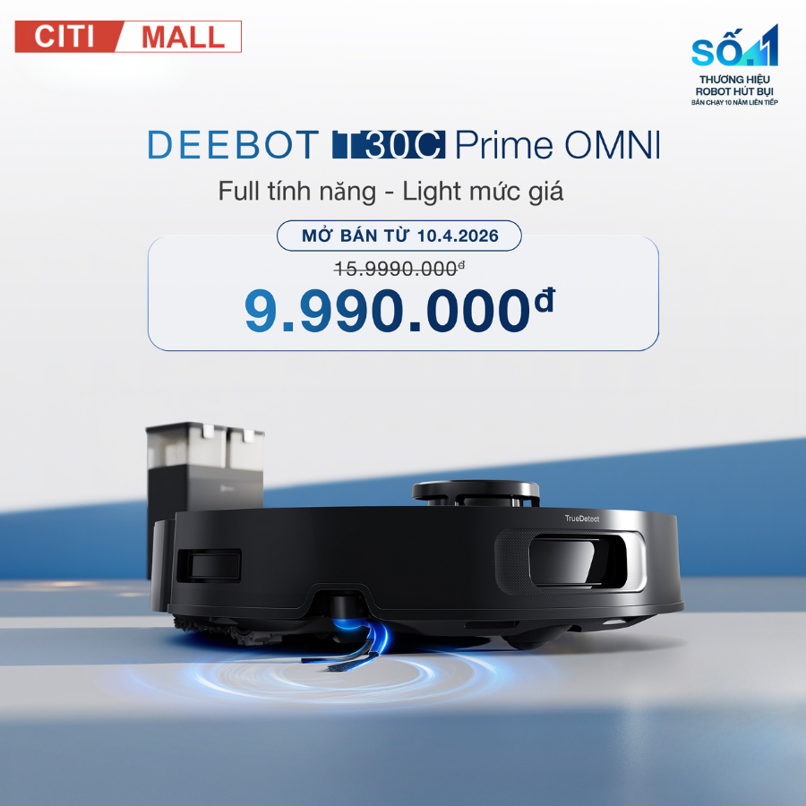 Ecovacs Deebot T30C Prime Omni - Robot Hút Bụi Lau Nhà 2026 tại Citimall 04