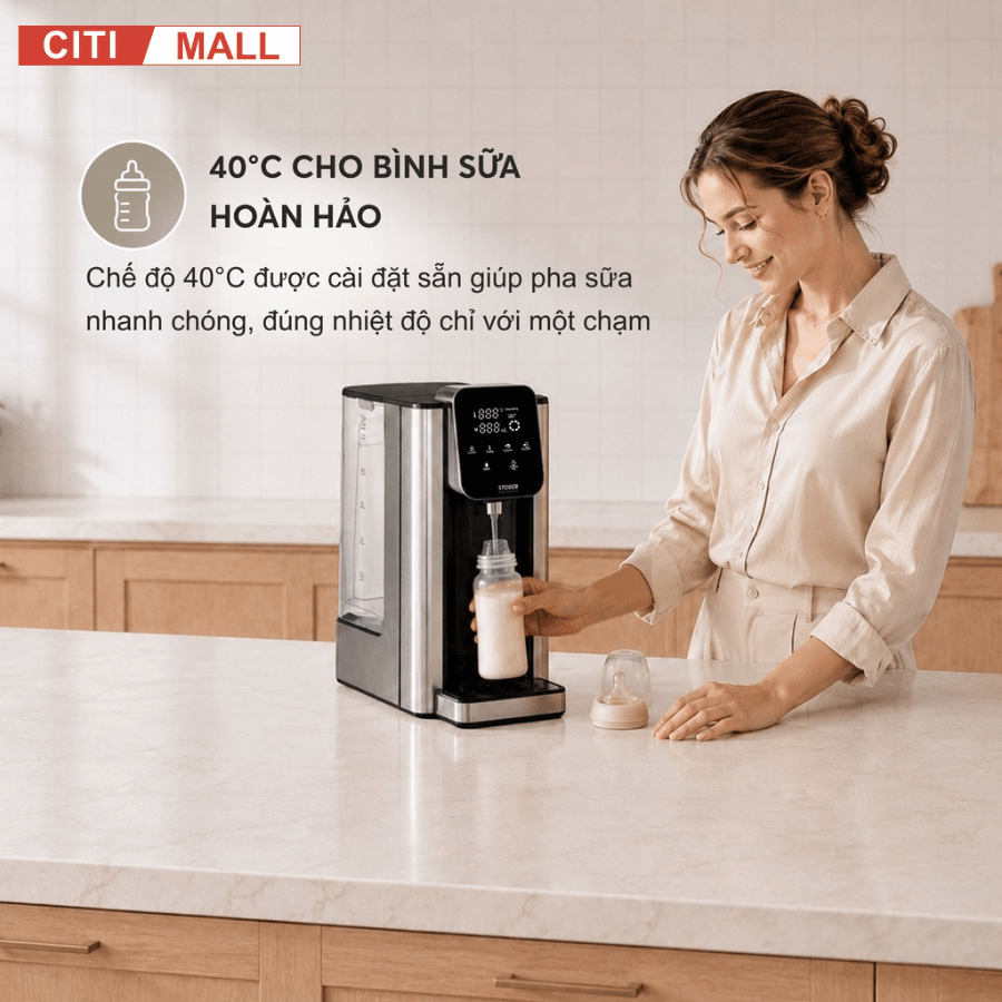 Bình Thủy Điện Steiger STG-270H làm nóng nước có lõi lọc than hoạt tính - Bảo hành chính hãng 12 tháng