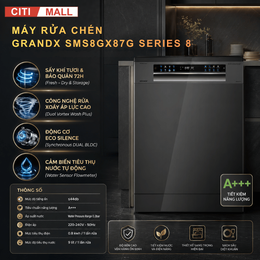 MÁY RỬA BÁT GRANDX SMS8GX87G 2026
