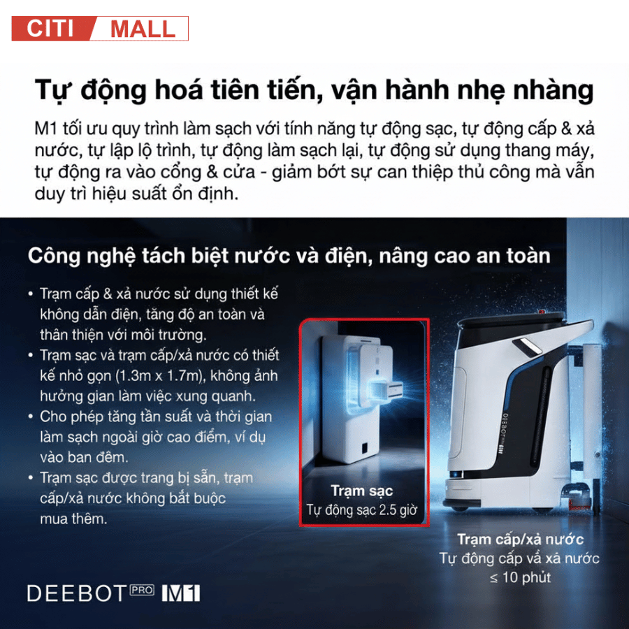 Ecovacs DEEBOT PRO M1 - Robot Hút Bụi Lau Sàn Công Nghiệp tại Citimall 05