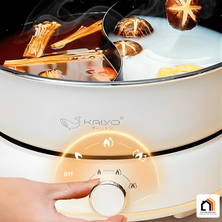 Nồi lẩu điện 2 ngăn Kaiyo size 6L (mã KHP-064) tại Vua Nhà Bếp Đức 09
