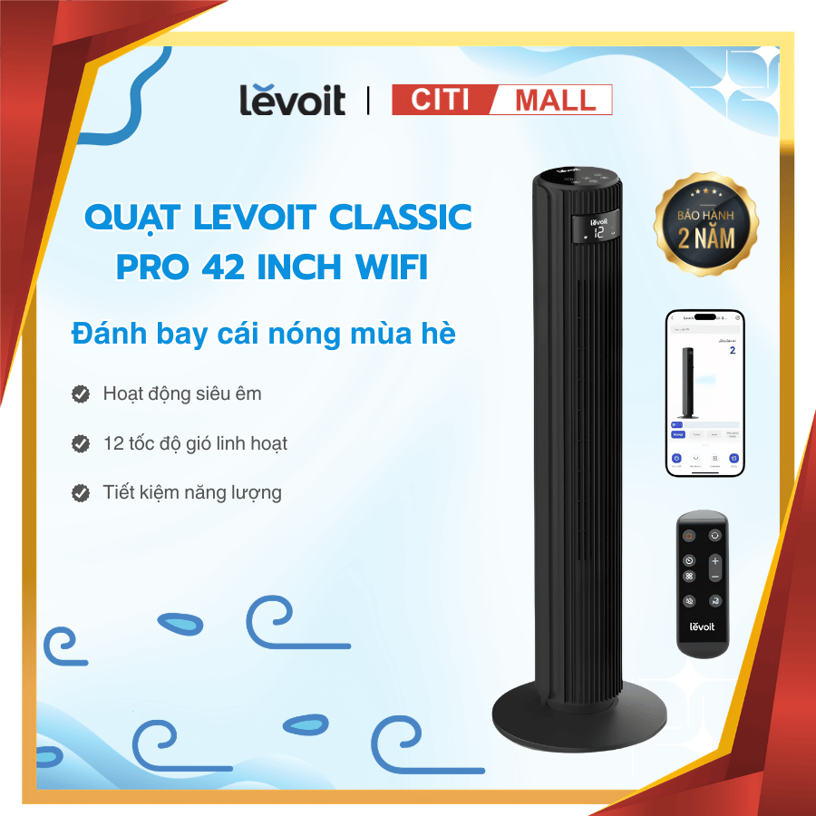 Levoit Smart WiFi 42 inches - Quạt Tháp Điều Hòa 2026
