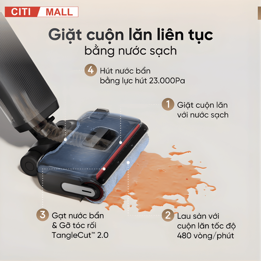 Dreame H16 GT - Máy Hút Bụi Lau Sàn 2026 tại Citimall x Giga Việt Nam 08