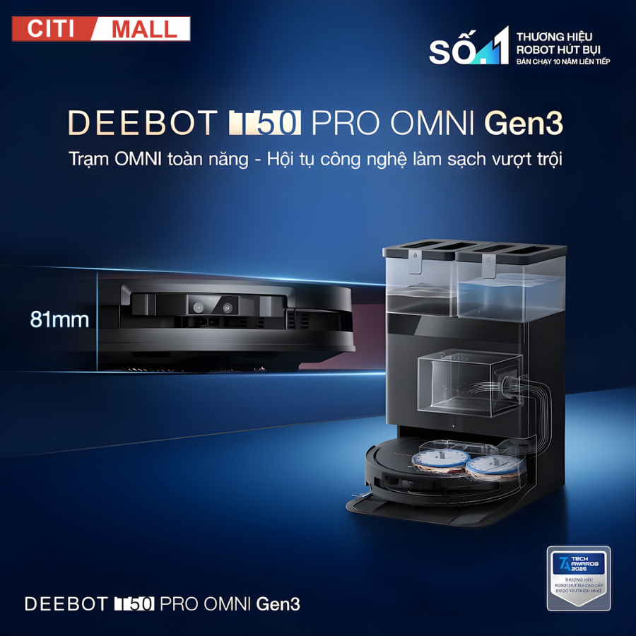 Ecovacs Deebot T50 Pro Omni Gen 3 - Robot Hút Bụi Lau Nhà 2026 tại citimall 05