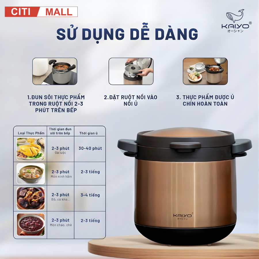 Nồi ủ chân không KAIYO Nhật Bản 2026