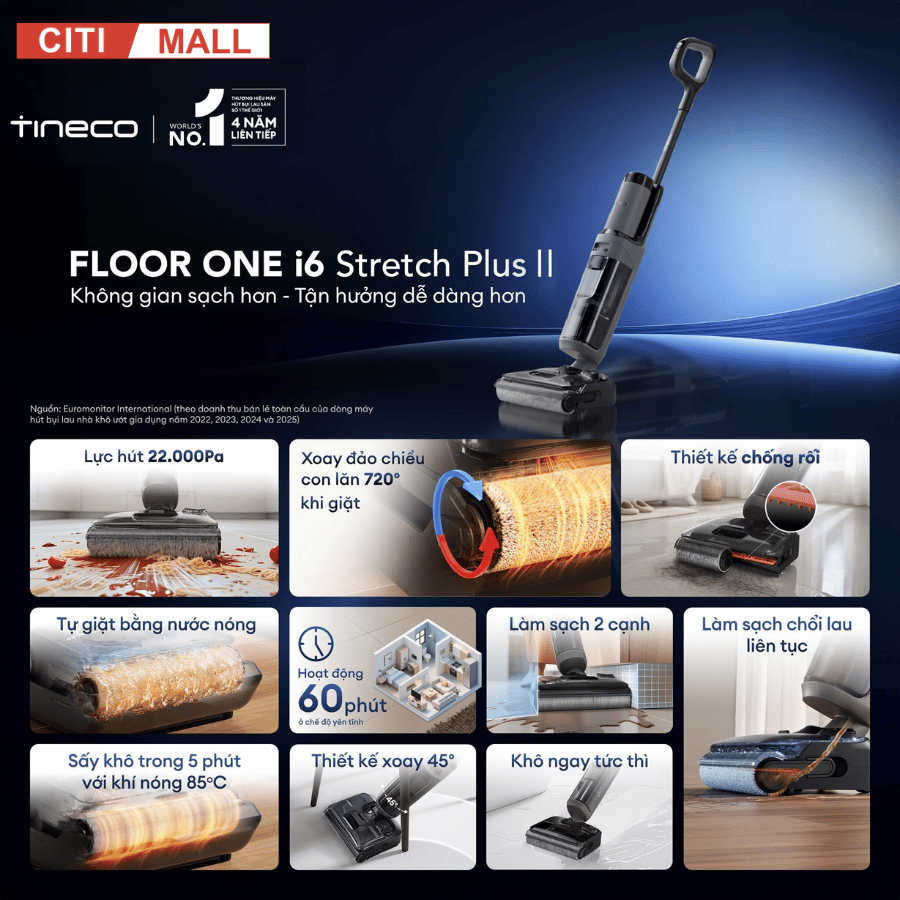 Tineco Floor One i6 Stretch Plus 2 - Máy Hút Bụi Lau Sàn Khô Ướt 2027