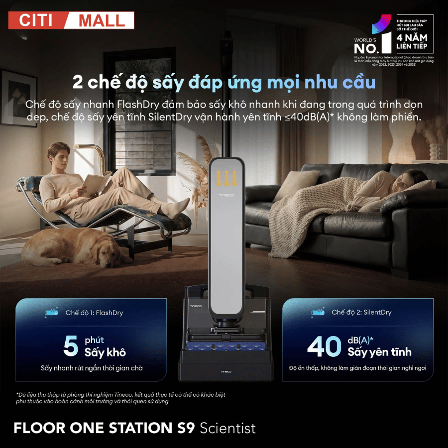 Tineco Floor One Station S9 Scientist – Máy hút bụi lau sàn khô ướt 2026