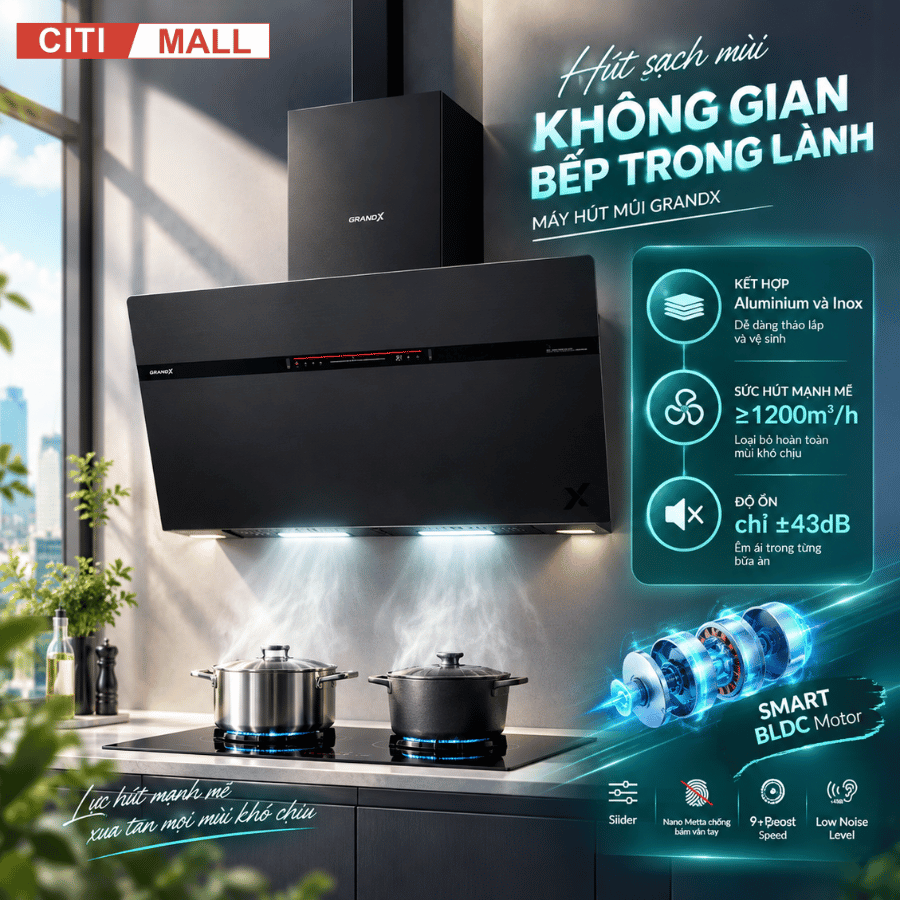 GrandX GX H70S86B - Máy hút mùi áp tường 2026