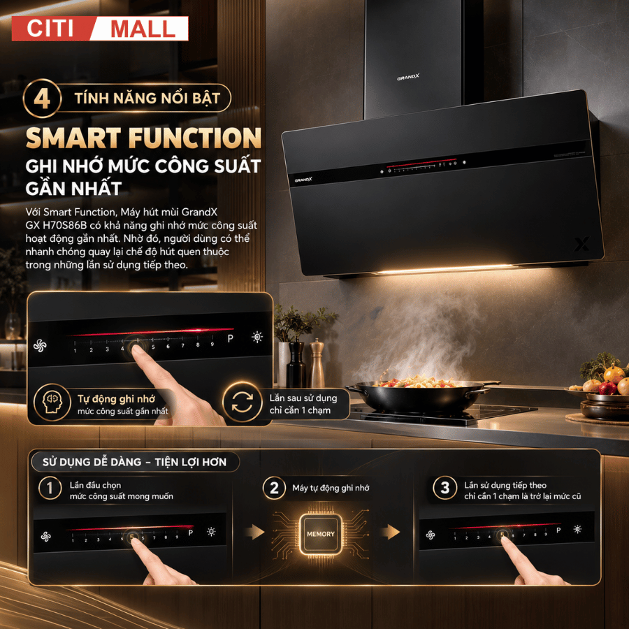 GrandX GX H90S86B - Máy hút mùi 2026