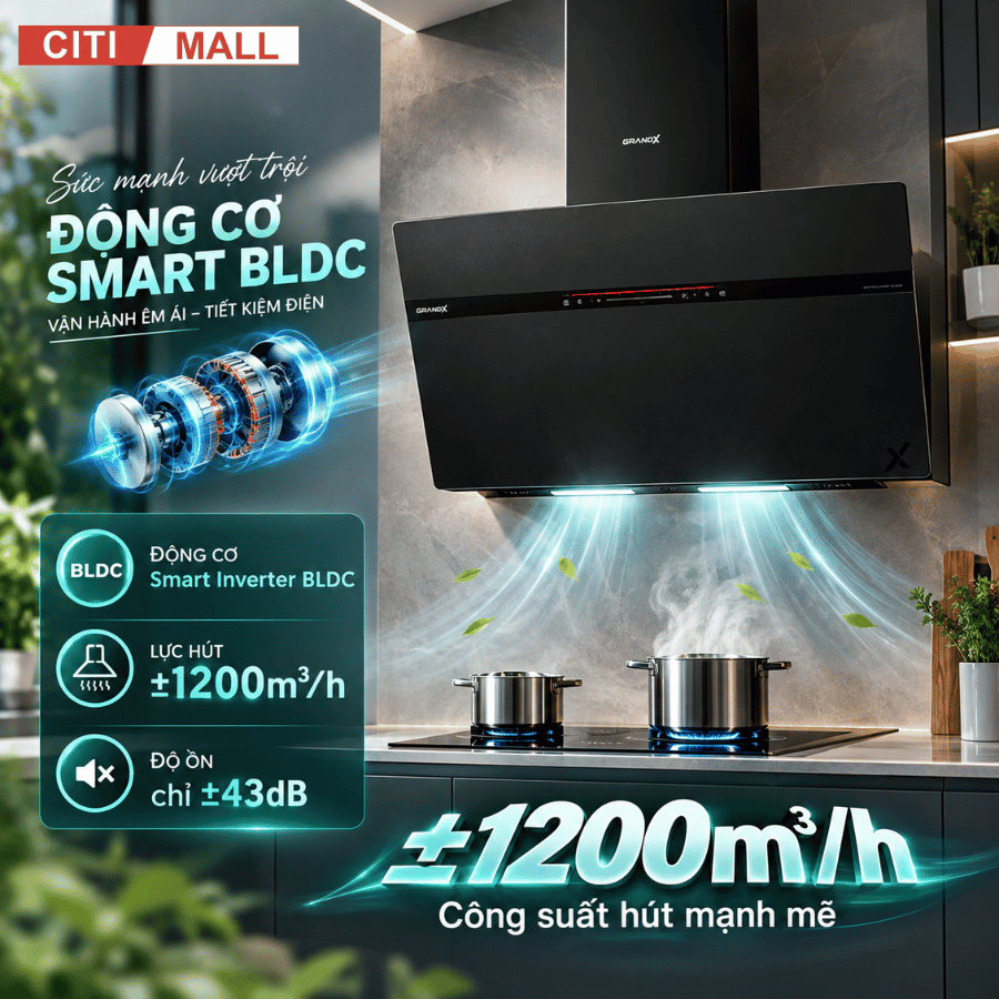 GrandX GX H70S86B - Máy hút mùi áp tường 2026
