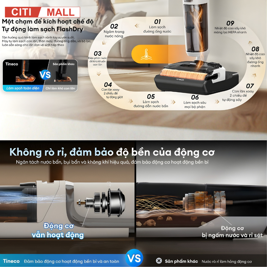Tineco FLOOR ONE S6 Stretch Max- Máy Hút Bụi Lau Nhà 2026 tại Citimall 09