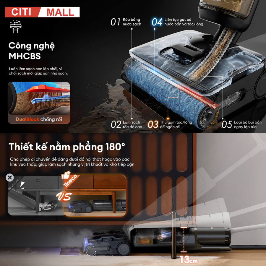 Tineco FLOOR ONE I7 Steam- Máy Hút Bụi Lau Nhà 2026 tại Citimall 09