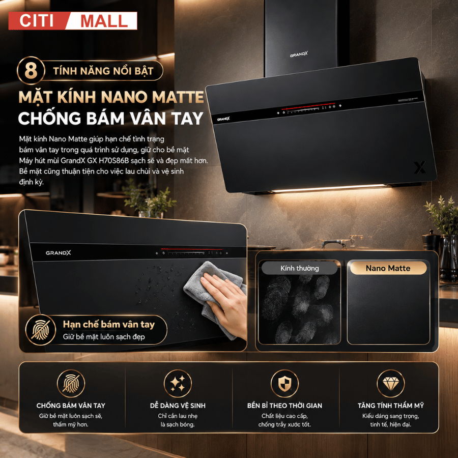 GrandX GX H90S86B - Máy hút mùi 2026