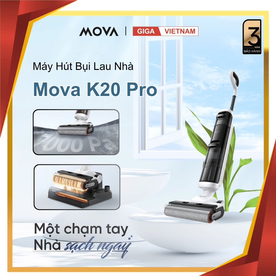 Mova K20 Pro - Máy Hút Bụi Lau Sàn Cầm Tay 2026