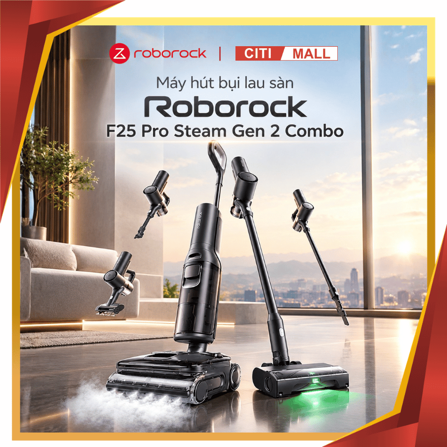 Roborock F25 Pro Steam Gen 2 Combo - Máy Hút Bụi Lau Sàn 2026 tại Citimall 01