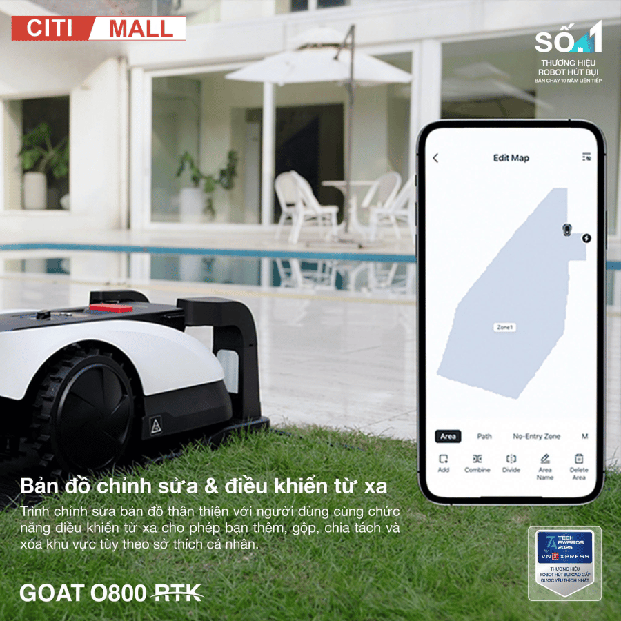 Ecovacs GOAT O800 RTK - Robot Cắt Cỏ Thông Minh 2026 tại Citimall 11