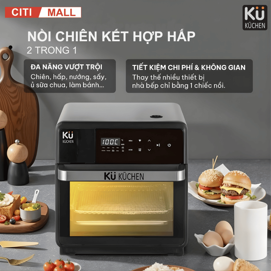 Kuchen PCL 2228 - Nồi Chiên Không Dầu Kết Hợp Hấp 2026 tại Citimall 04