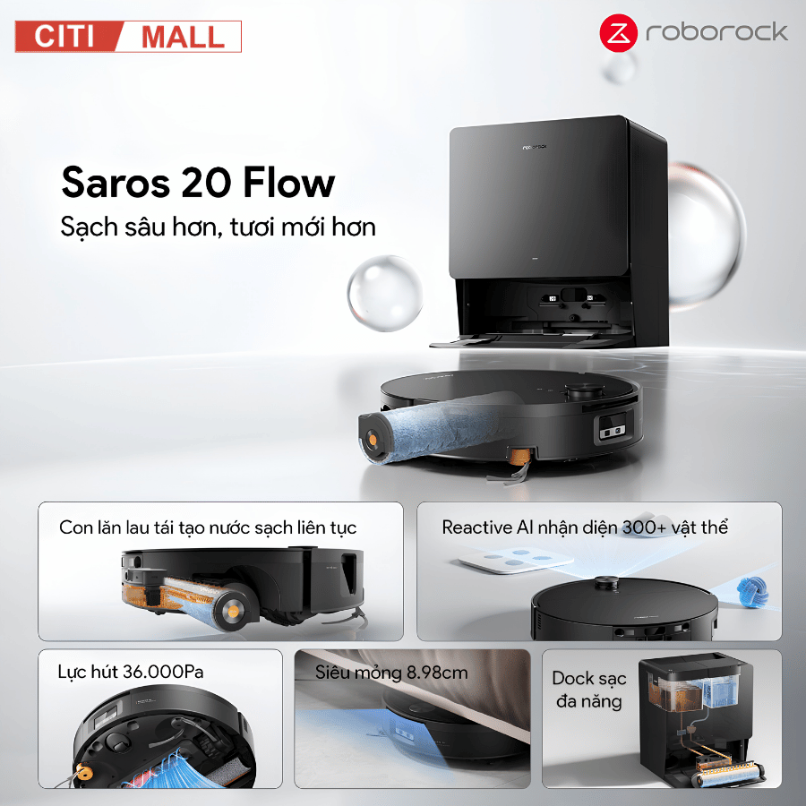 Roborock Saros 20 Flow - Robot Hút Bụi Lau Nhà 2026  tại Citimall 02