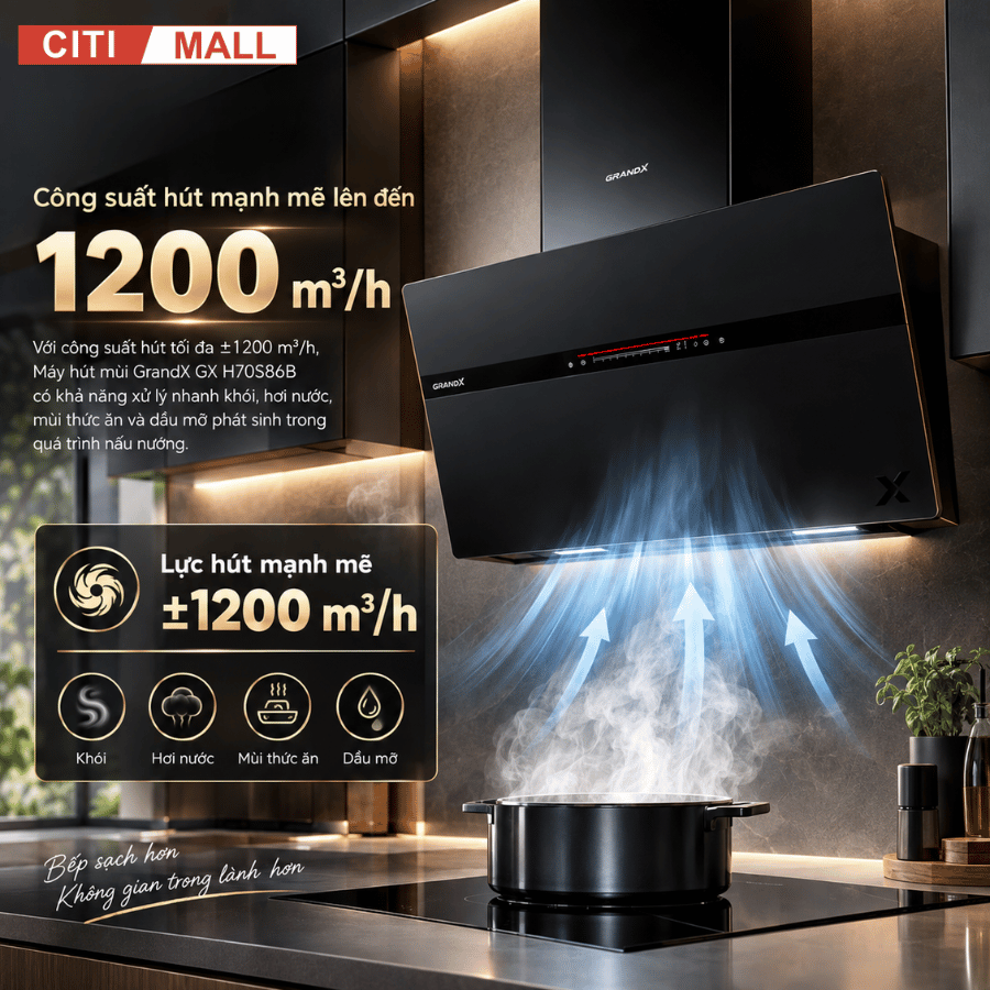 GrandX GX H90S86B - Máy hút mùi 2026