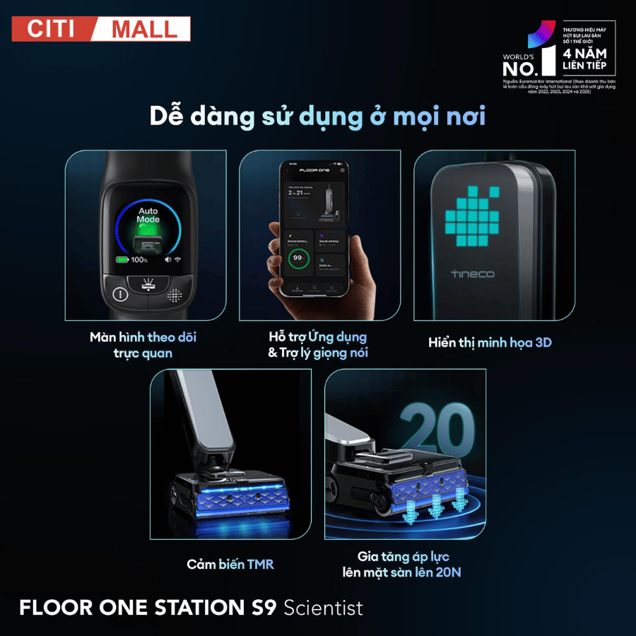 Tineco Floor One Station S9 Scientist – Máy hút bụi lau sàn khô ướt 2026