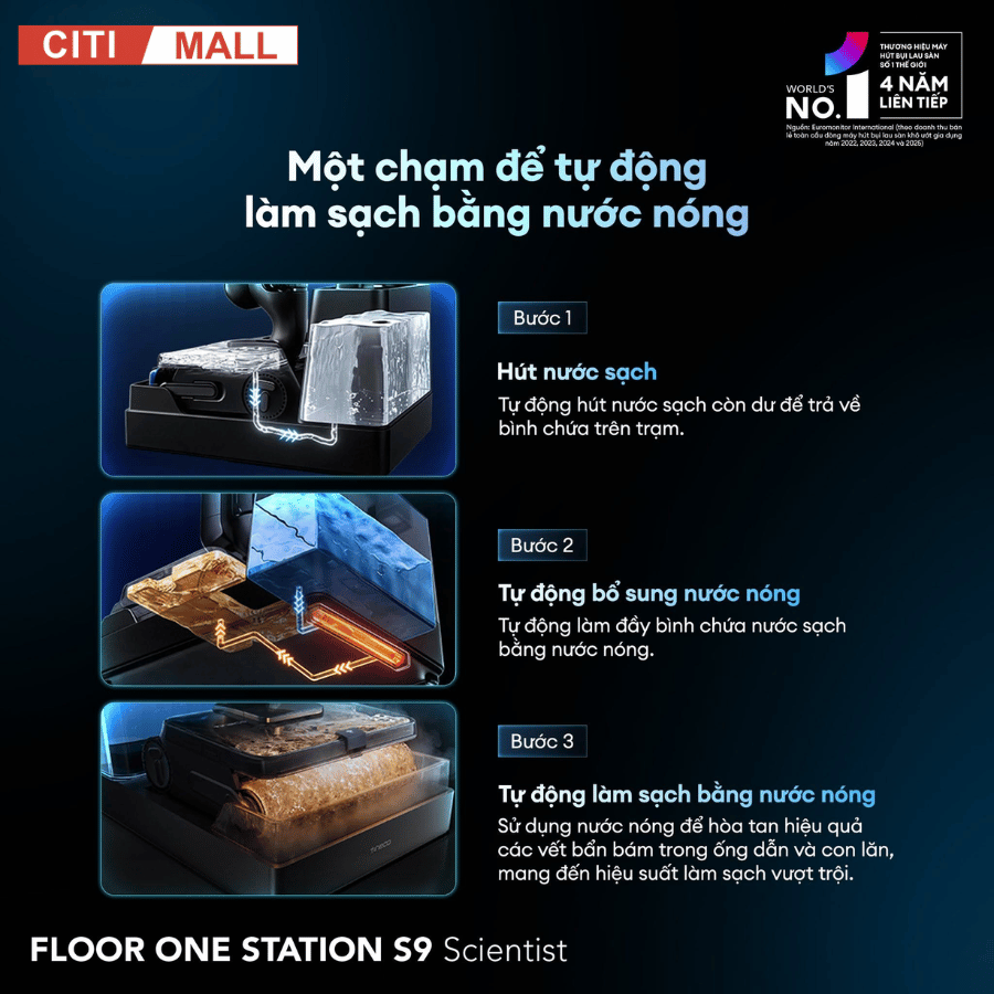 Tineco Floor One Station S9 Scientist – Máy hút bụi lau sàn khô ướt 2026
