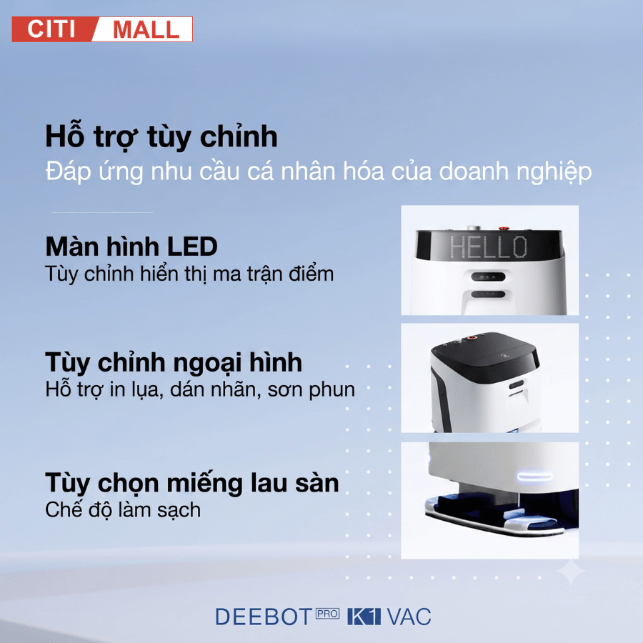 Ecovacs DEEBOT PRO K1 VAC - Robot hút bụi lau sàn công nghiệp 2026 tại Citimall 14