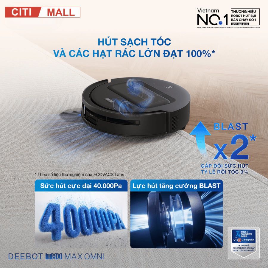 Ecovacs Deebot T80 Max Omni - Robot hút bụi lau nhà 2026