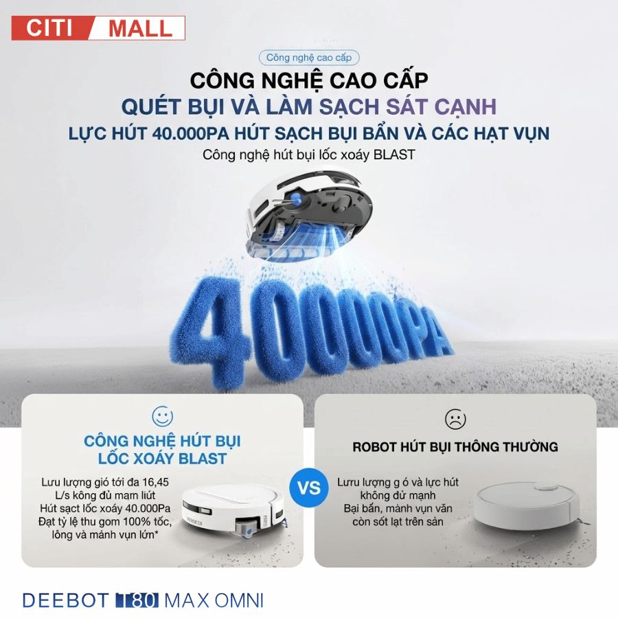 Ecovacs Deebot T80 Max Omni - Robot hút bụi lau nhà 2026
