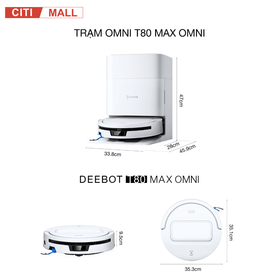 Ecovacs Deebot T80 Max Omni - Robot hút bụi lau nhà 2026