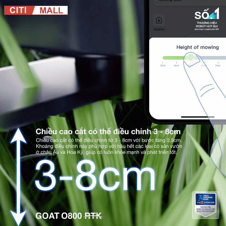 Ecovacs GOAT O800 RTK - Robot Cắt Cỏ Thông Minh 2026 tại Citimall 09