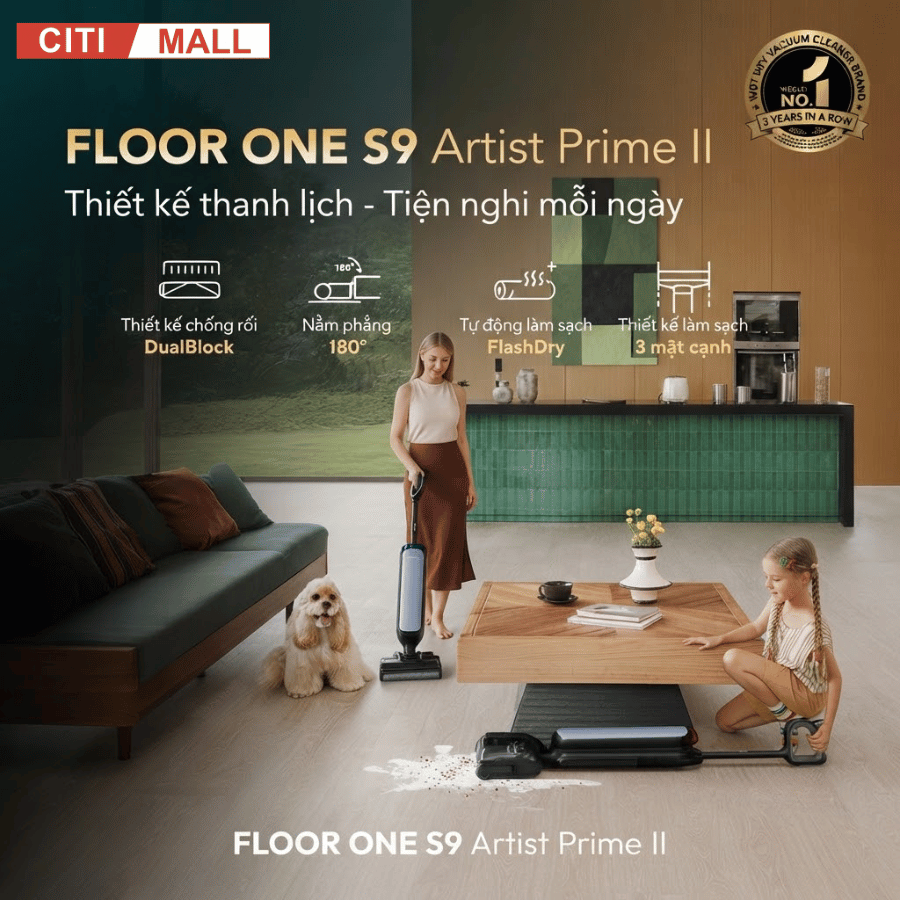 TINECO S9 ARTIST PRIME II - MÁY HÚT BỤI LAU SÀN KHÔ ƯỚT 2026