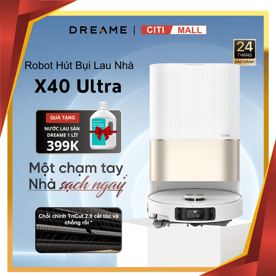 Dreame X40 Ultra - Robot Hút Bụi Lau Nhà 2026 tại Giga Việt Nam x Vua Nhà Bếp Đức 02
