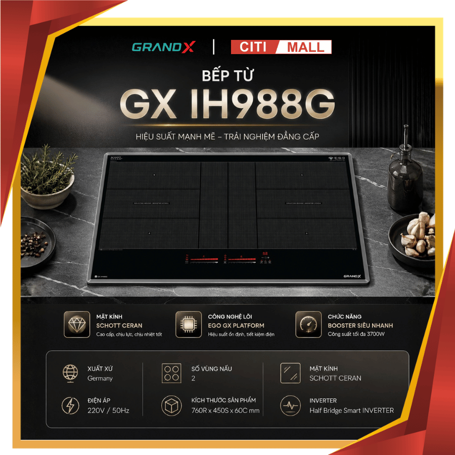 GRANDX GX IH988G - BẾP TỪ GRANDX 2026