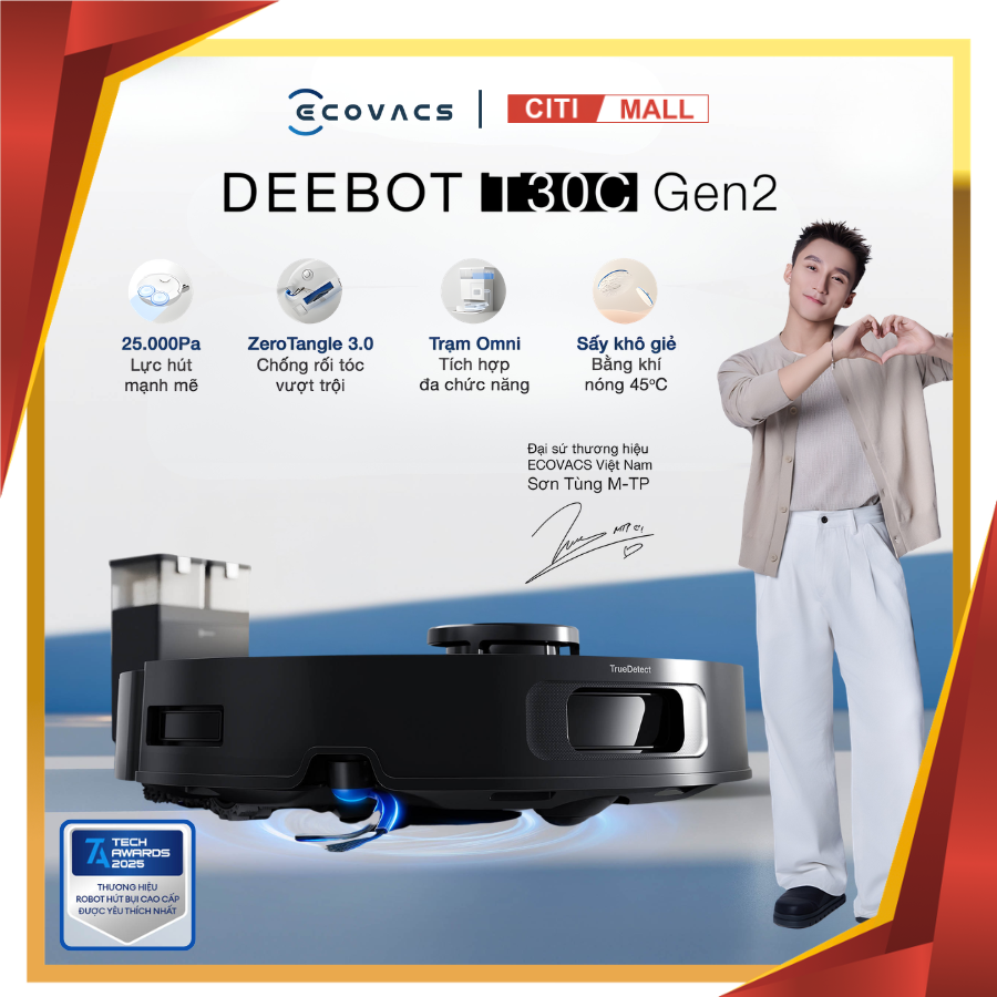 Ecovacs Deebot T30C Gen 2 - Robot Hút Bụi Lau Nhà 2026 tại Giga Việt Nam x Vua Nhà Bếp Đức 01