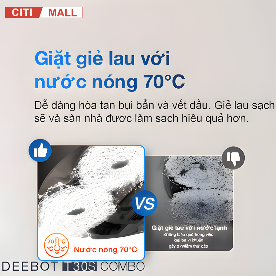 Ecovacs T30s combo - Robot Hút Bụi Lau Nhà 2026 tại Citimall 07