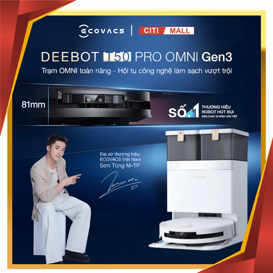 Ecovacs Deebot T50 Pro Omni Gen 3 - Robot Hút Bụi Lau Nhà 2026 tại Vua Nhà Bếp Đức