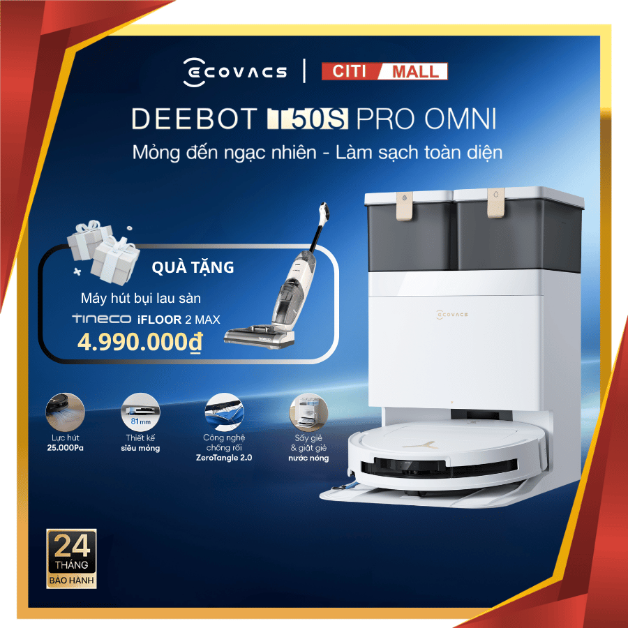 Ecovacs Deebot T50S Pro Omni - Robot Hút Bụi Lau Nhà 2026 tại Vua Nhà Bếp Đức 01