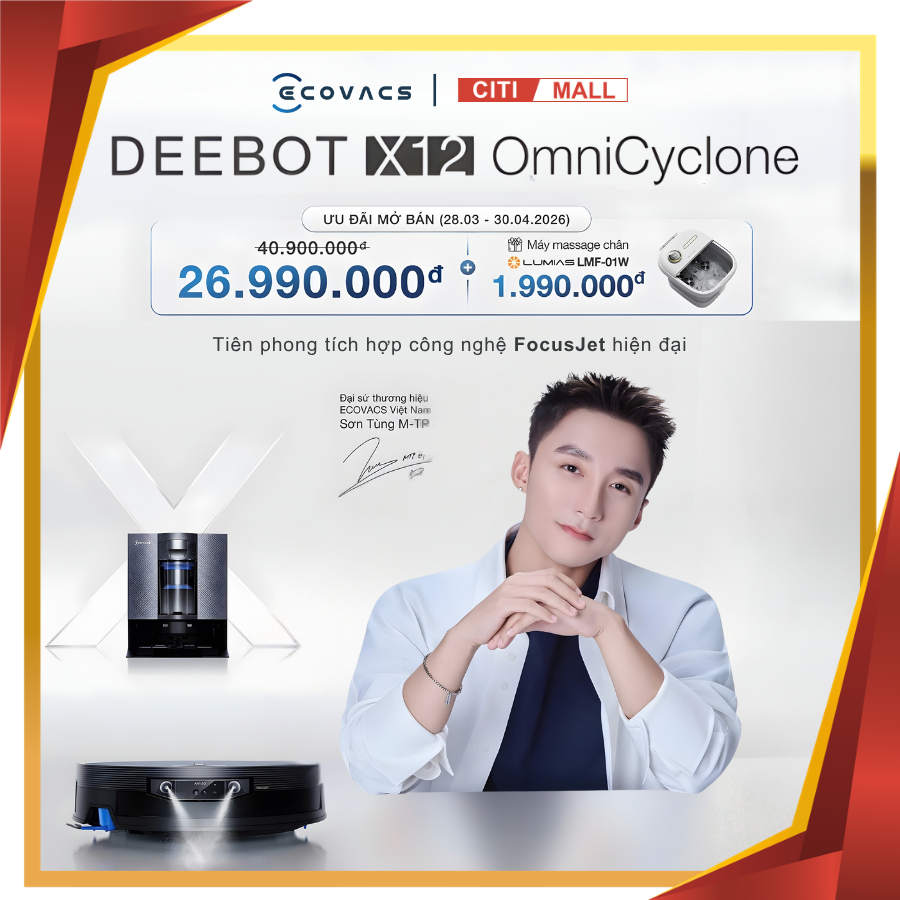 Ecovacs Deebot X12 OmniCyclone - Robot Hút Bụi Lau Nhà 2026