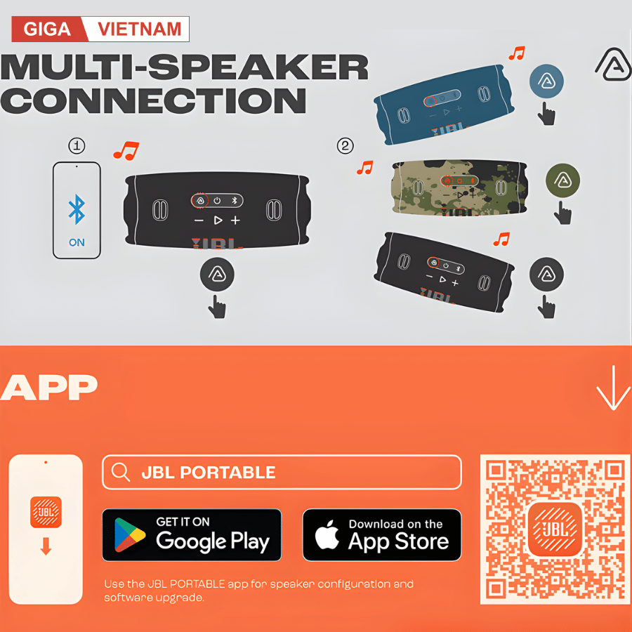 JBL Charge 6 - Loa Bluetooth Di Động Cao Cấp 2026 tại Giga Việt Nam x Vua Nhà Bếp Đức 21