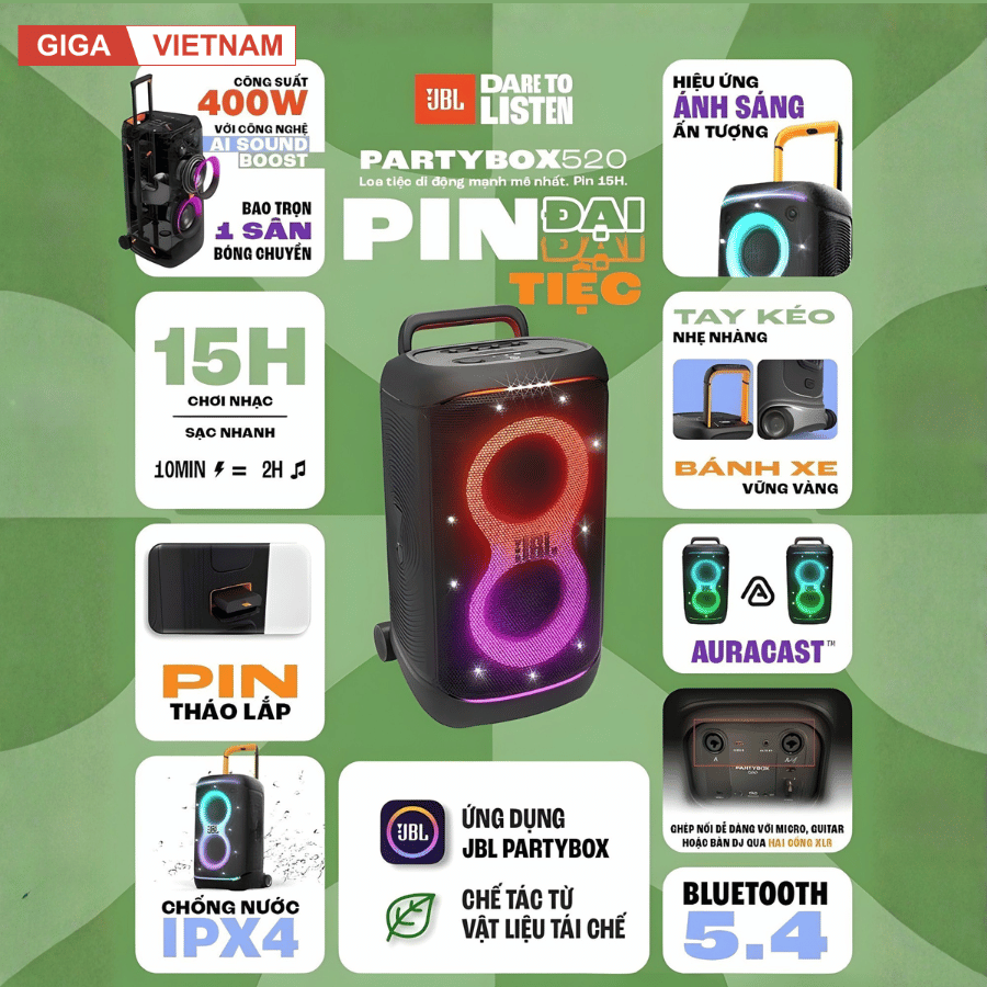 JBL PartyBox 520 - Loa Bluetooth Di Động 2026 tại Giga Việt Nam x Vua Nhà Bếp Đức 03