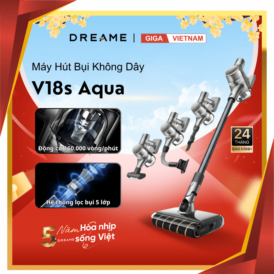 Dreame V18S Aqua - Máy Hút Bụi Cầm Tay Không Dây 2026