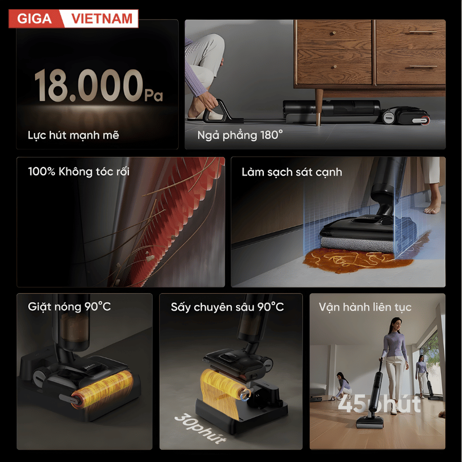 Dreame H12 Flexreach - Máy Hút Bụi Lau Nhà 2026 tại Giga Việt Nam x Vua Nhà Bếp Đức 02