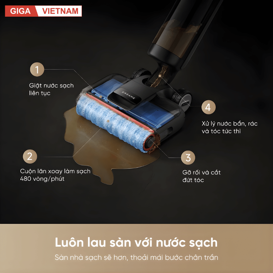 Dreame H13S FlexReach - Máy Hút Bụi Lau Nhà 2026 tại Giga Việt Nam x Vua Nhà Bếp Đức 08