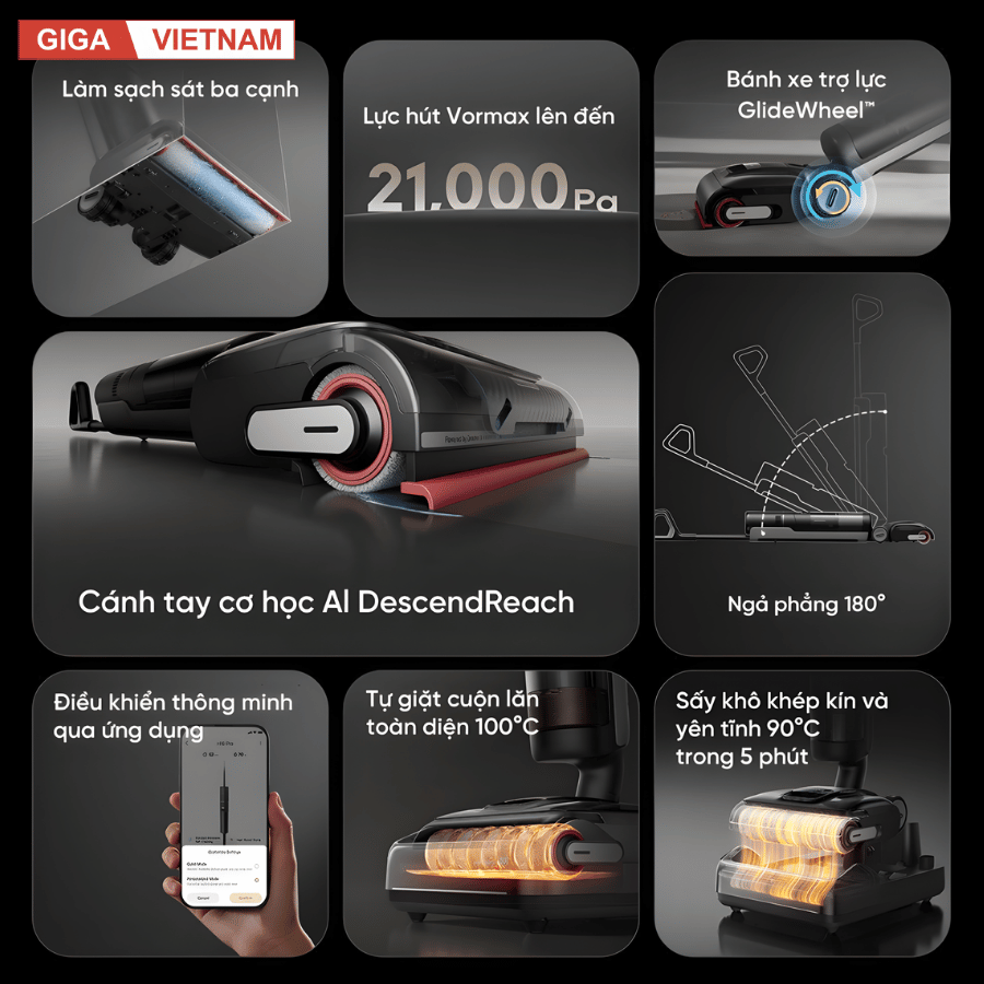 Dreame H15 Pro - Máy Hút Bụi Lau Nhà 2026 tại Giga Việt Nam x Vua Nhà Bếp Đức 02