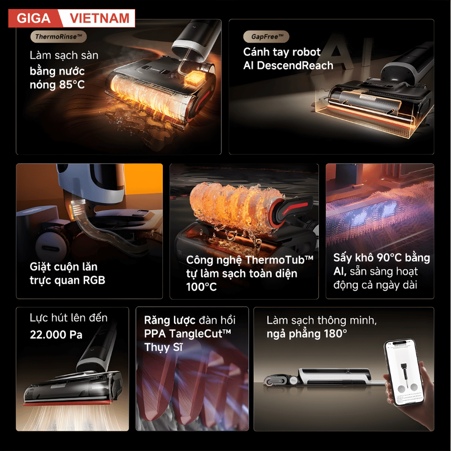 Dreame H15 Pro Heat - Máy Hút Bụi Lau Nhà 2026 tại Giga Việt Nam x Vua Nhà Bếp Đức 03