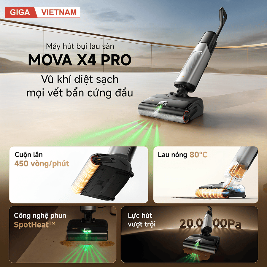 Mova X4 Pro - Máy hút bụi lau sàn cầm tay 2026 tại Gigavietnam x vuanhabepduc 02