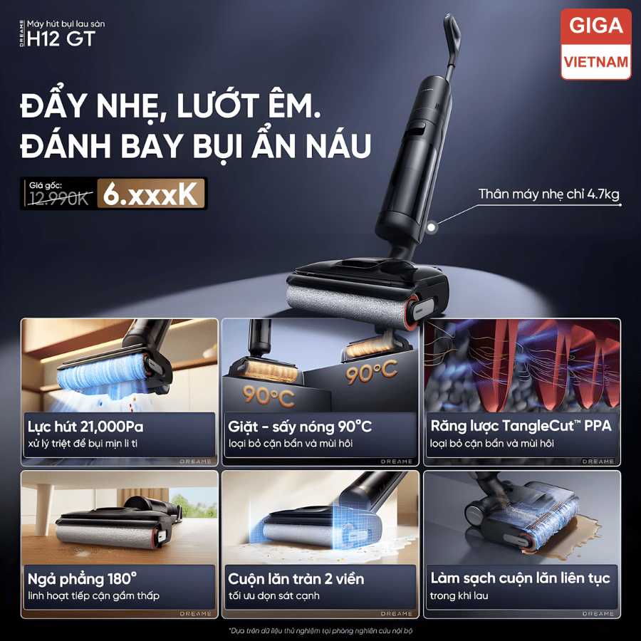 Dreame H12 GT - Máy Hút Bụi Lau Sàn 2026 tại Giga Việt Nam x Vua Nhà Bếp Đức 02