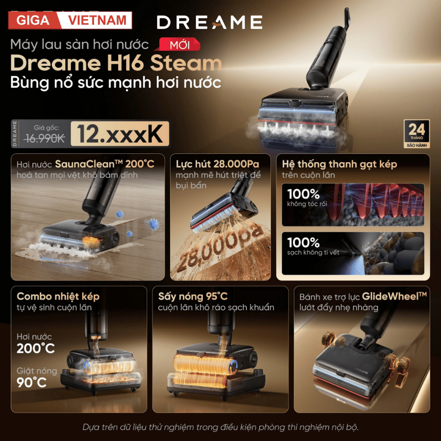 Dreame H16 Steam - Máy Hút Bụi Lau Sàn 2026 tại Giga Việt Nam x Vua Nhà Bếp Đức 02
